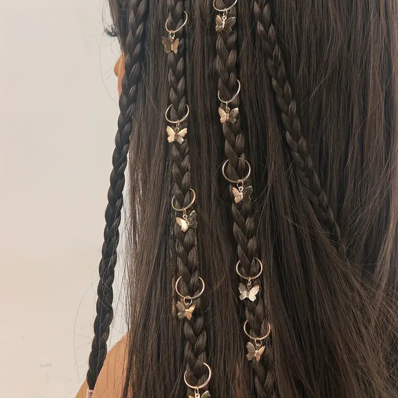 HAIR RINGS 10PC VLINDER