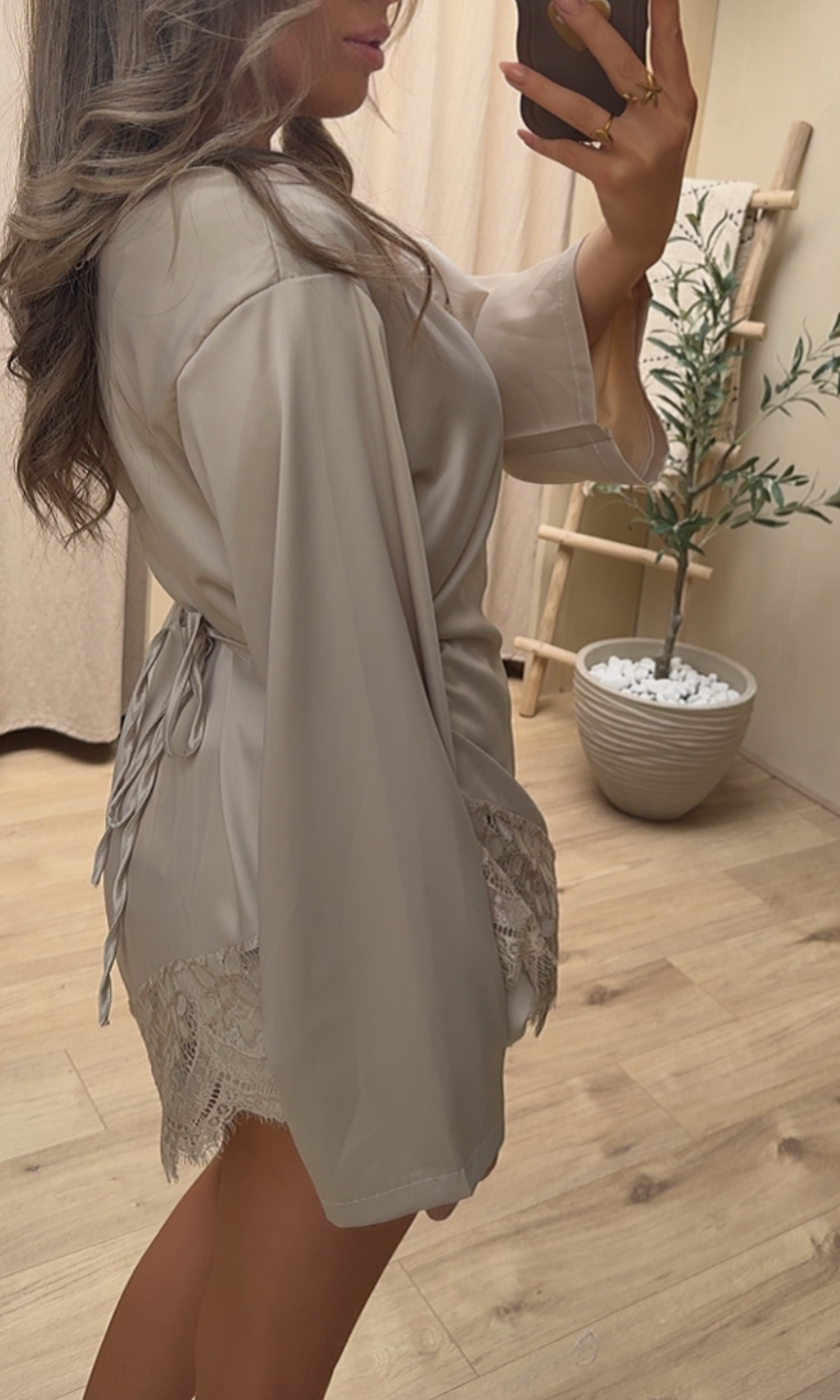 ASYMMETRIC SATIN LACE DRESS