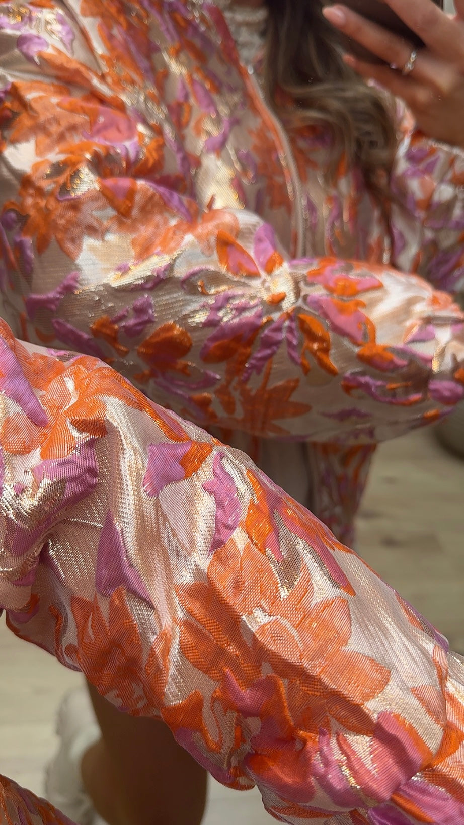 ORANGE FLORAL BOMBER JACKET