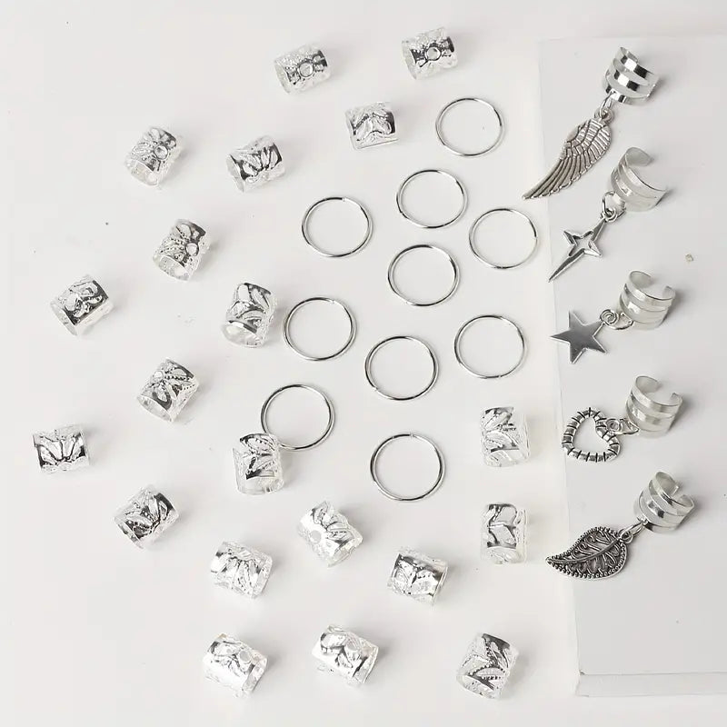 HAIR CLIPS 35PC MIXED SILVER