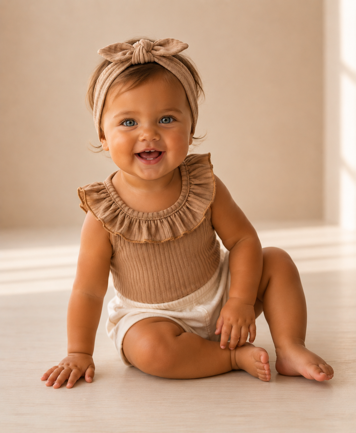 RUFFLE TOP | BROWN