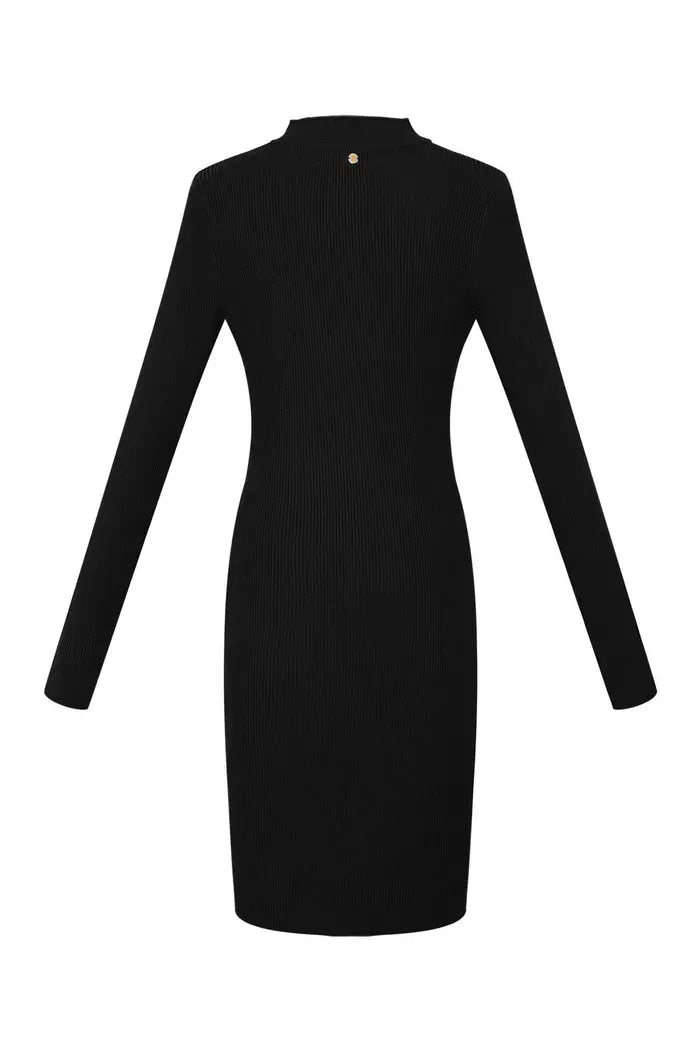 ZIPPER MIDI DRESS BLACK