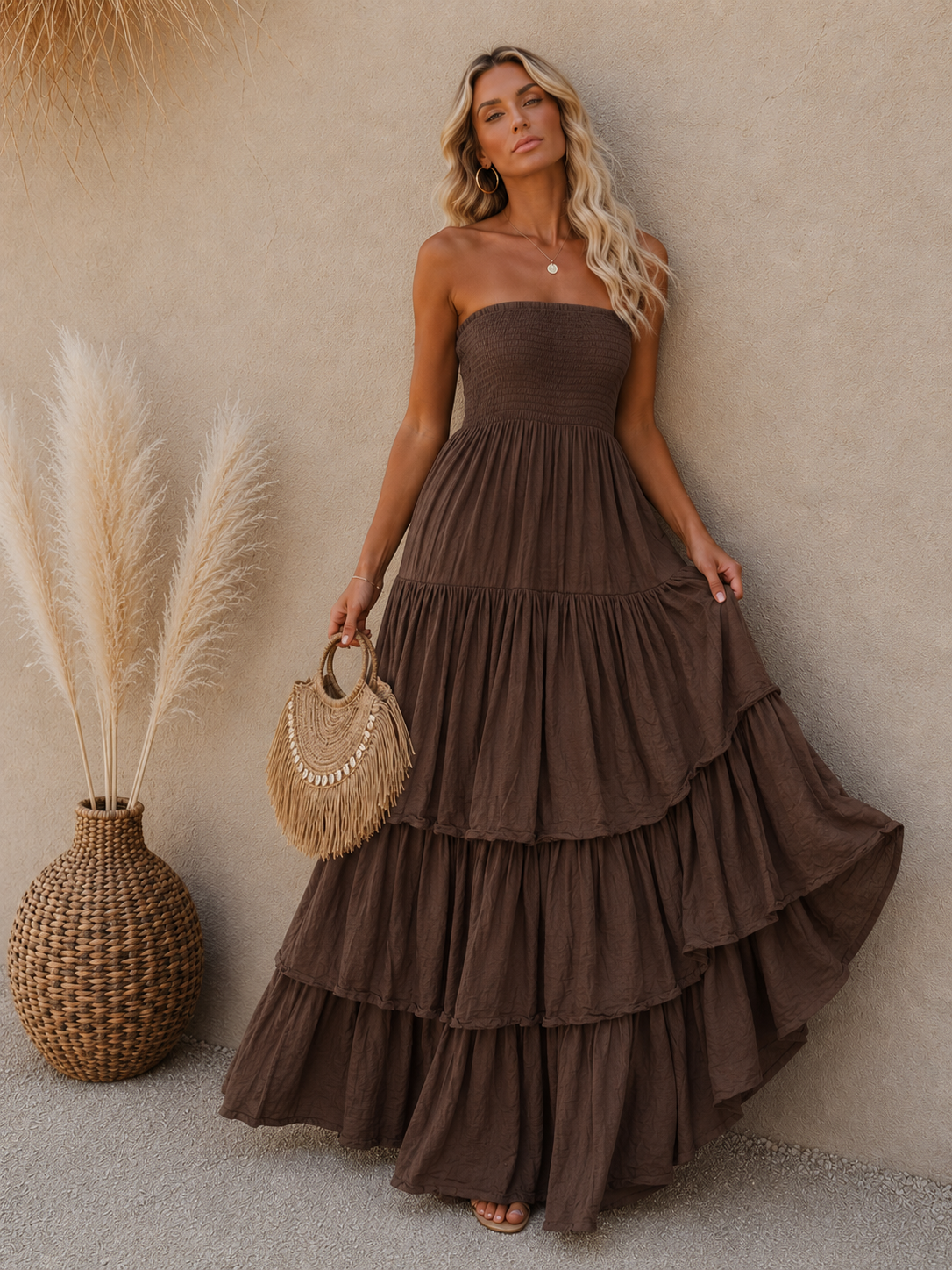 LAYER MAXI DRESS | BROWN