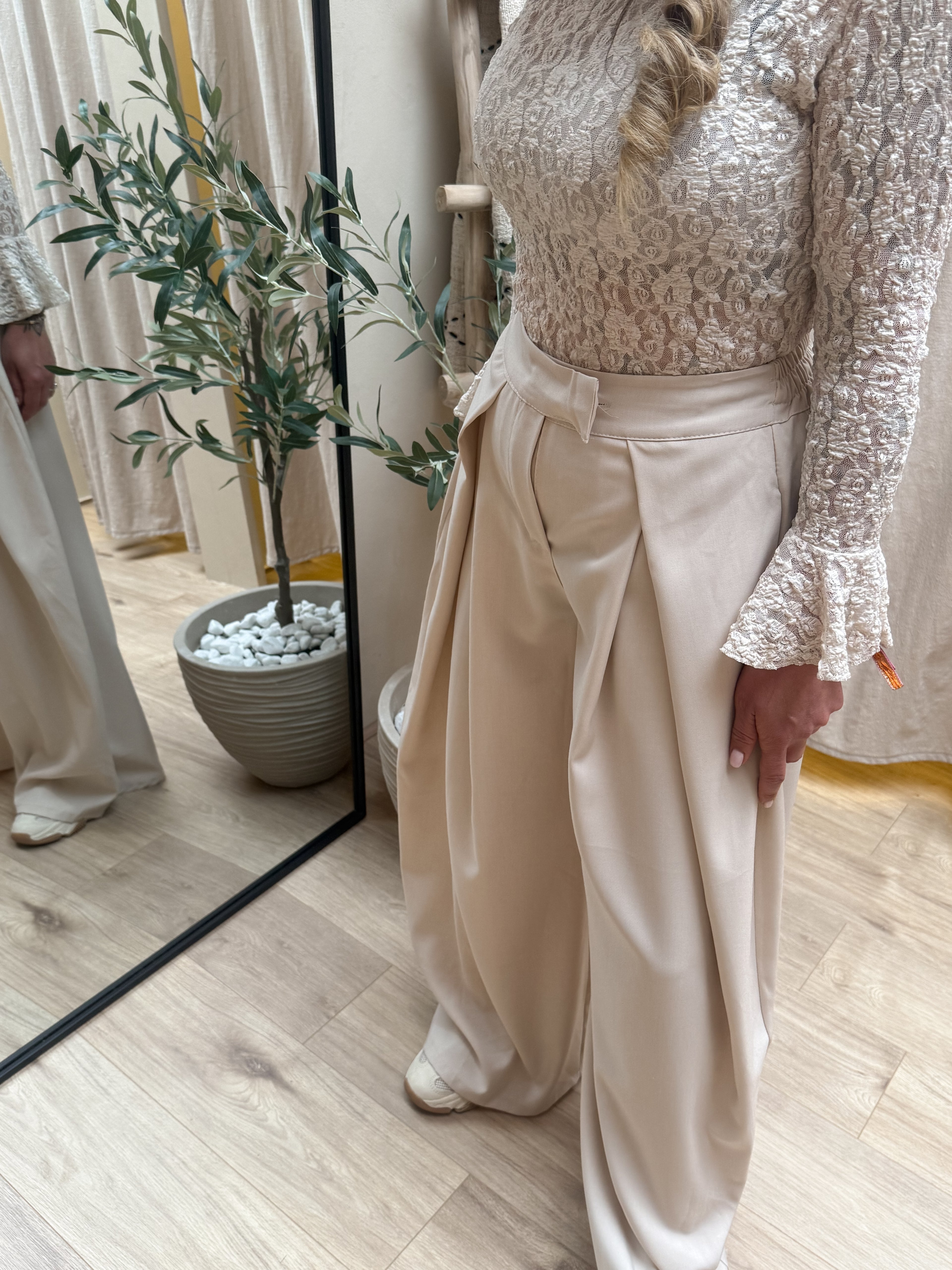 WIDE LEG PANTALON | BEIGE