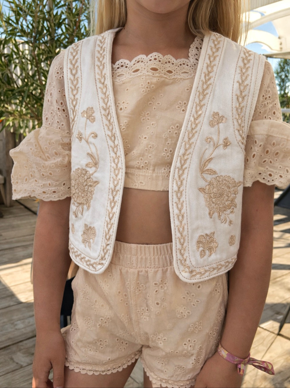 DENIM BOHO GILET | WHITE