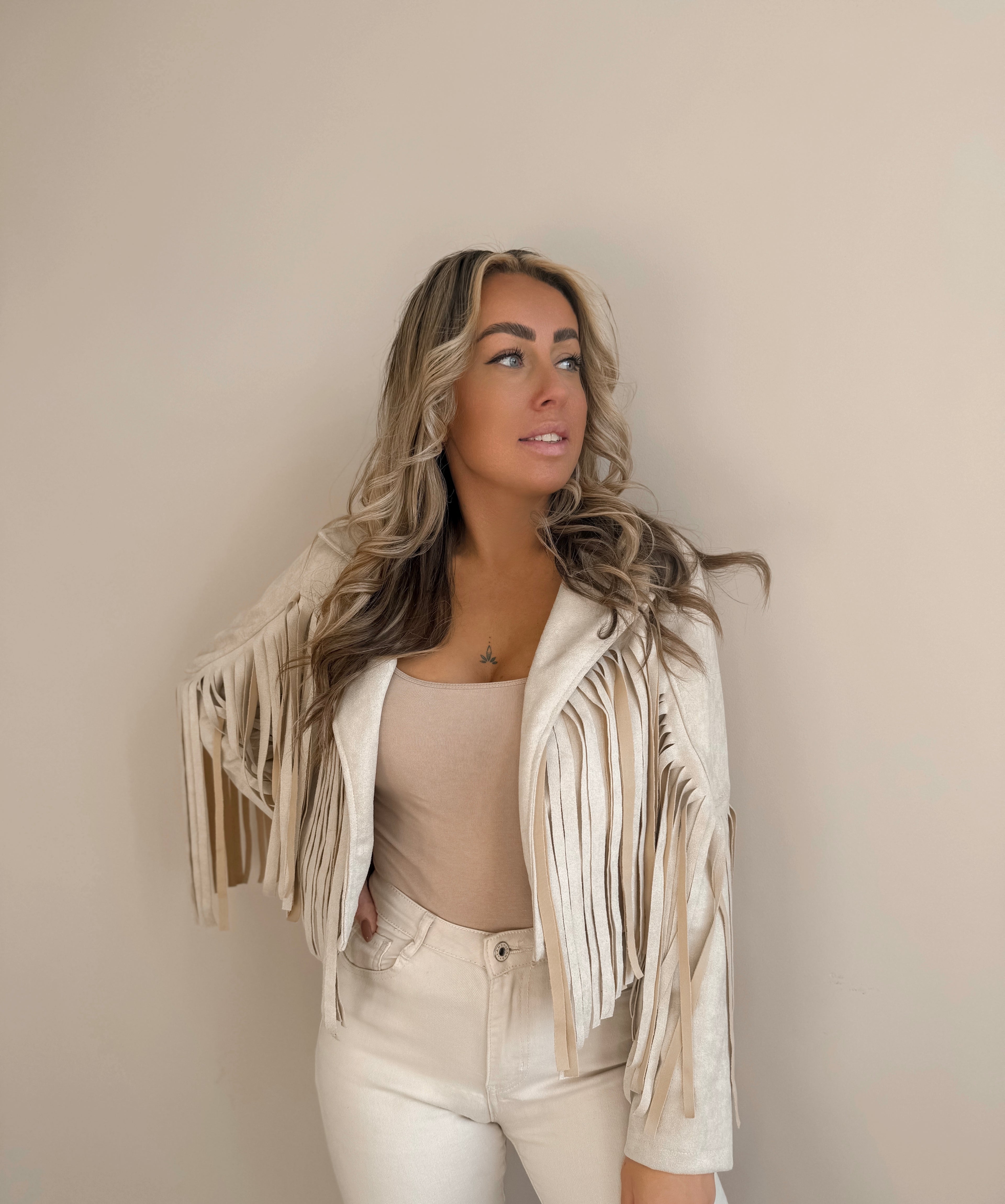 FRINGE JACKET | BEIGE
