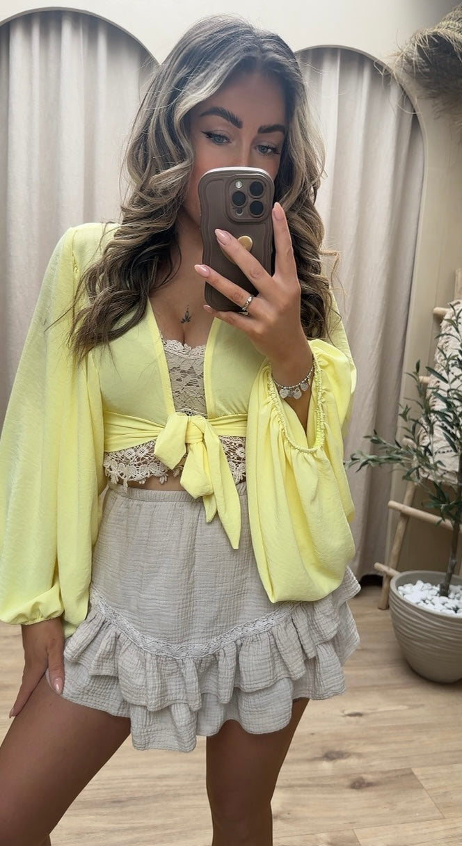 YELLOW BALLOON SLEEVE TOP