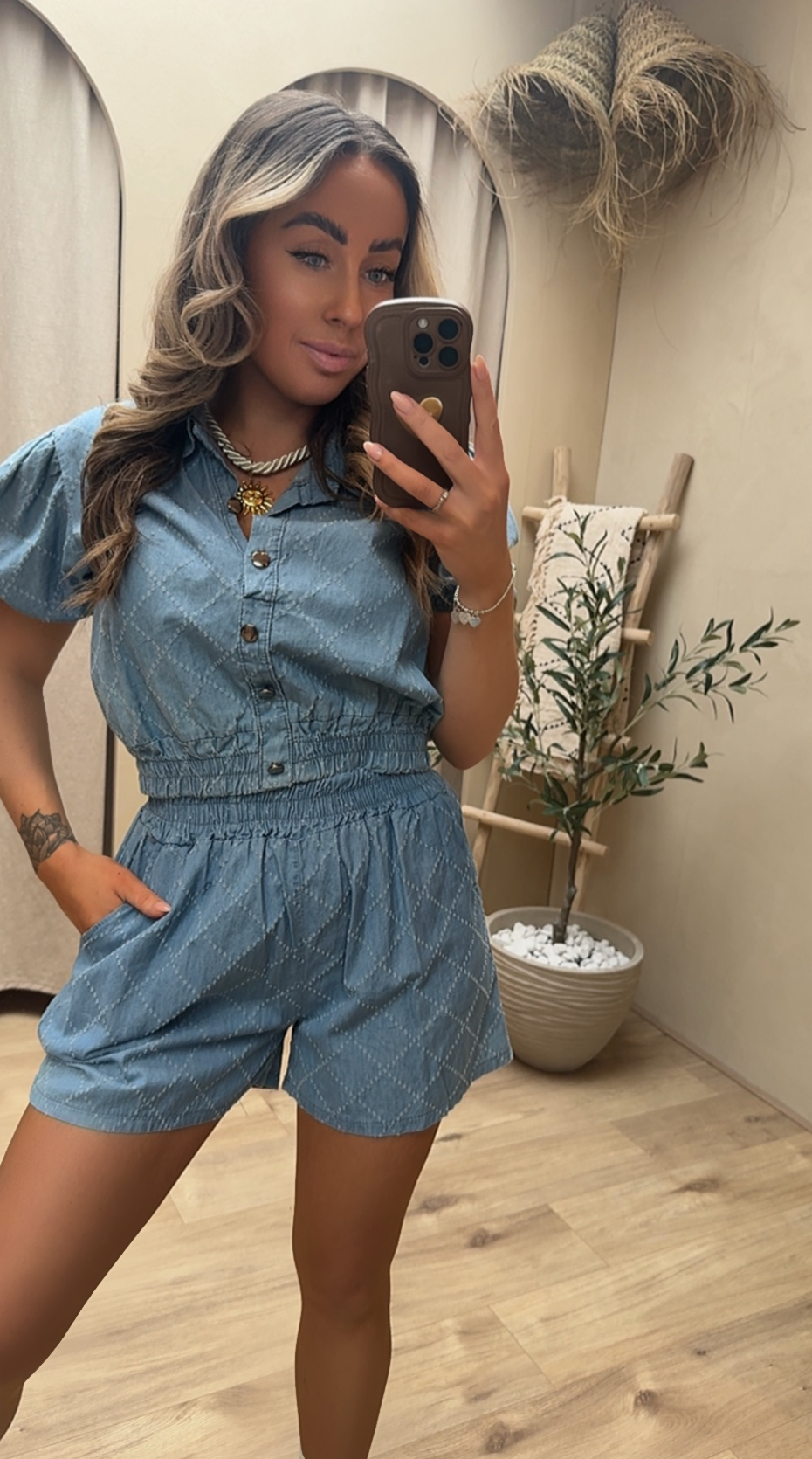 DENIM SQUARE SET