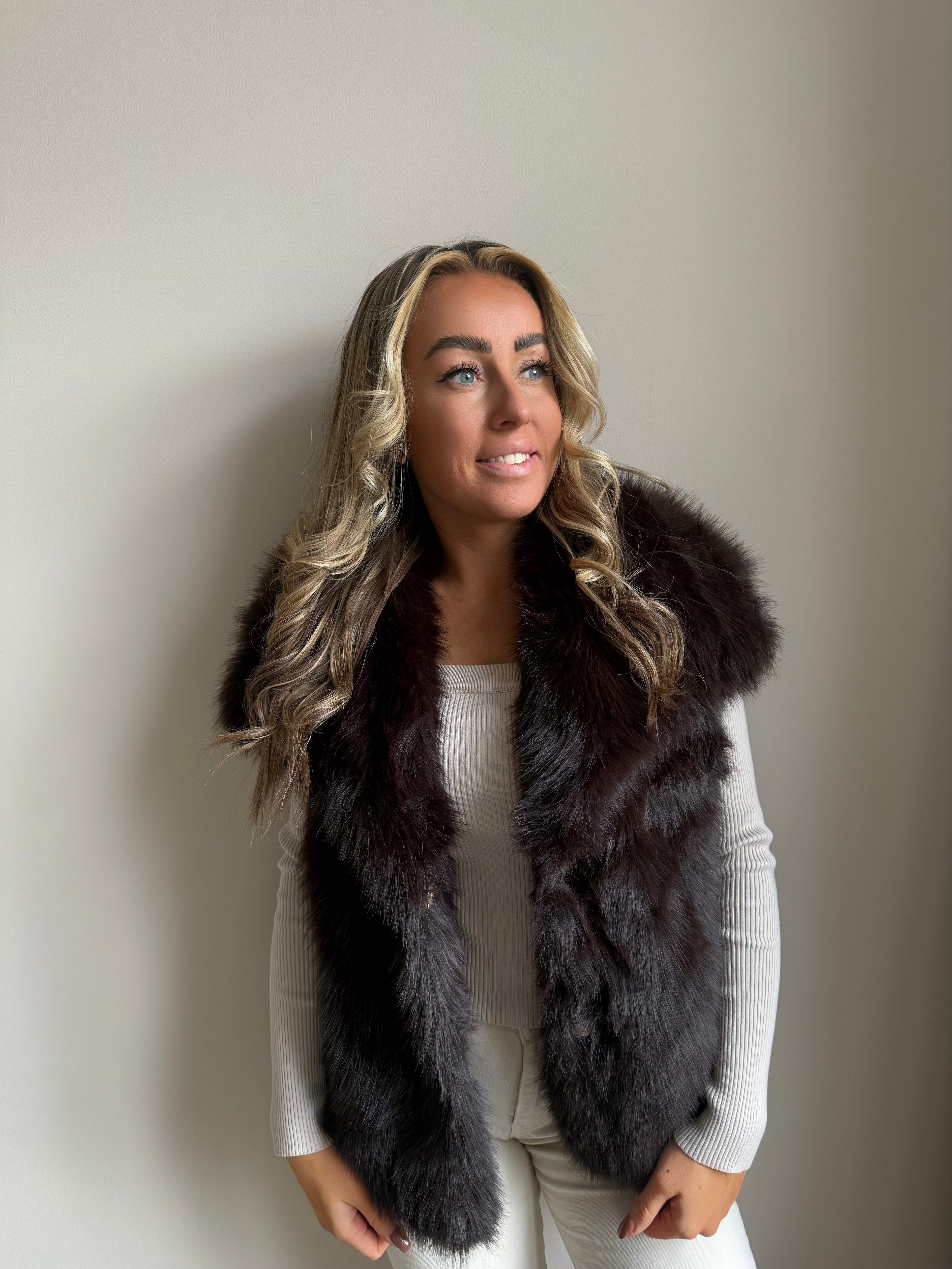 FAUX FUR BODYWARMER | BROWN
