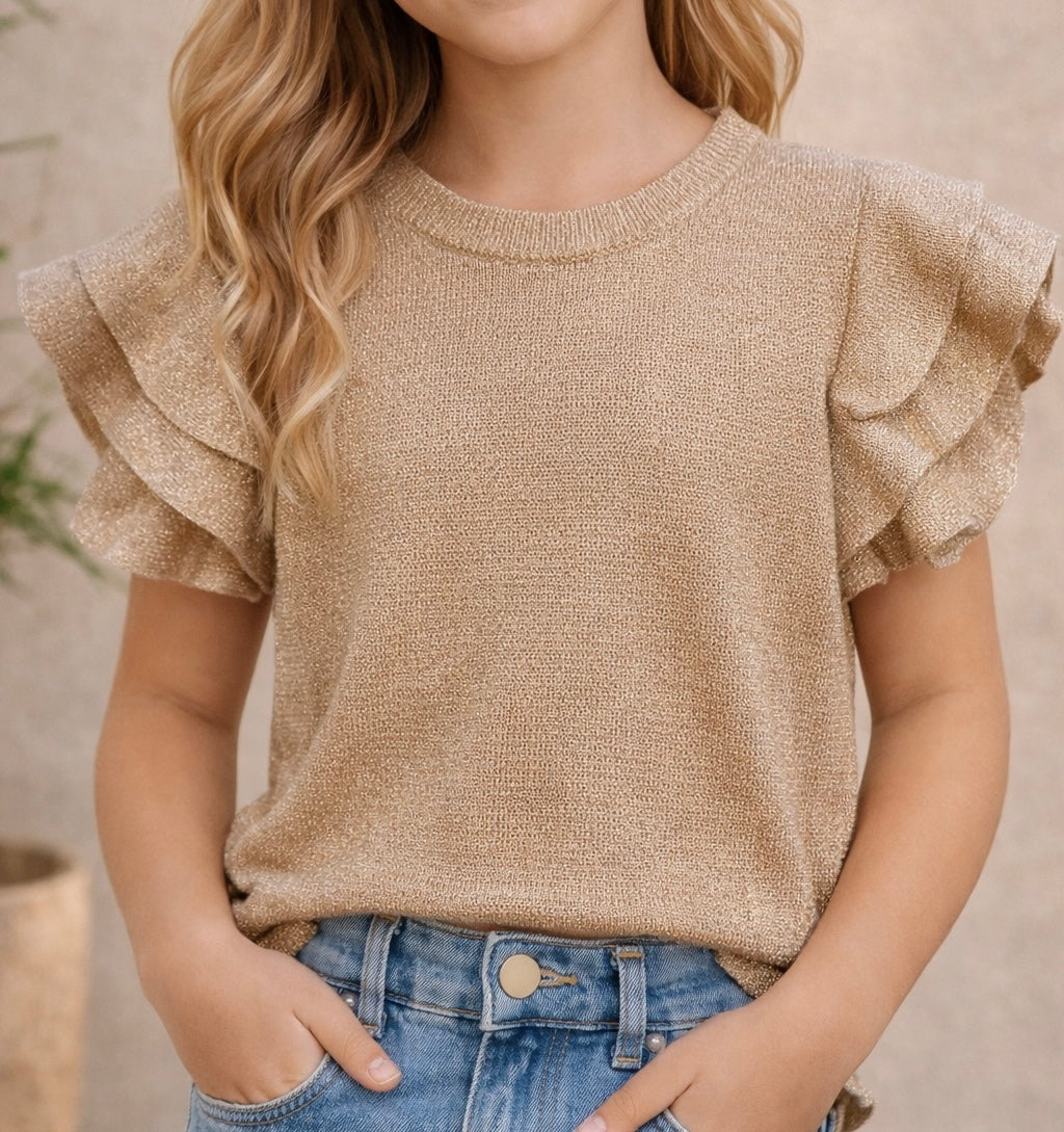 RUFFLE SHIRT | GOLD