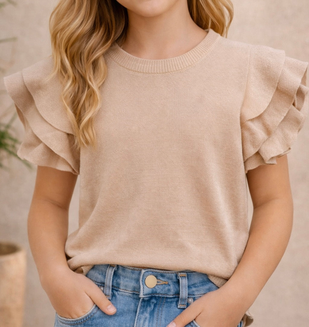 RUFFLE SHIRT | BEIGE