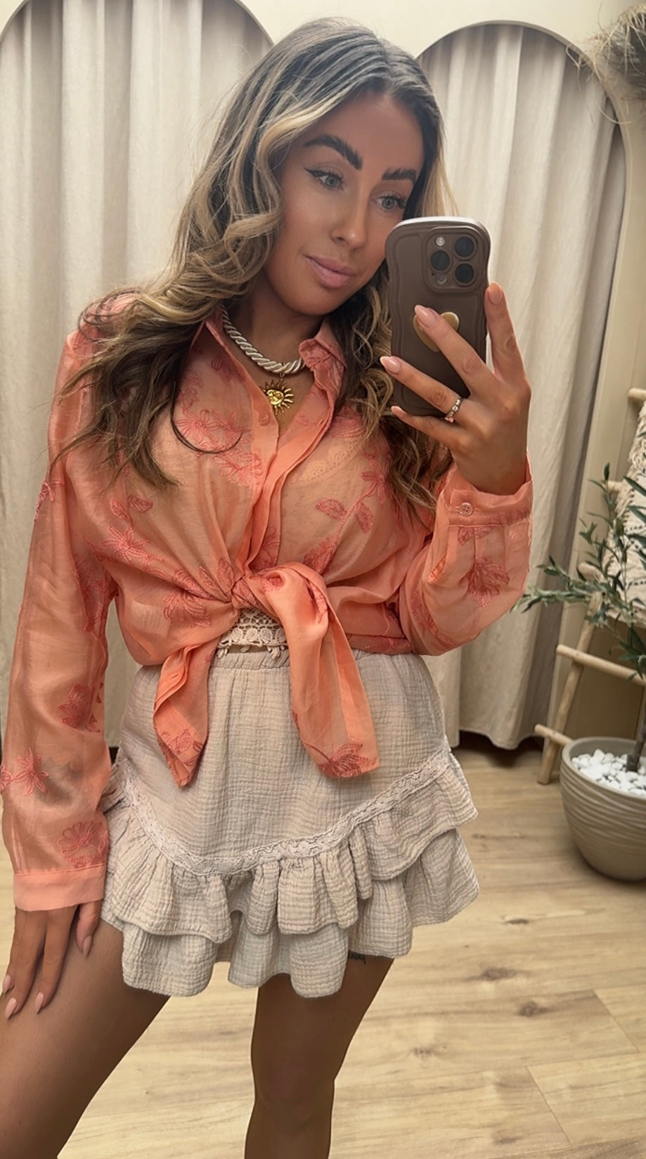 SHEER CORAL BLOUSE