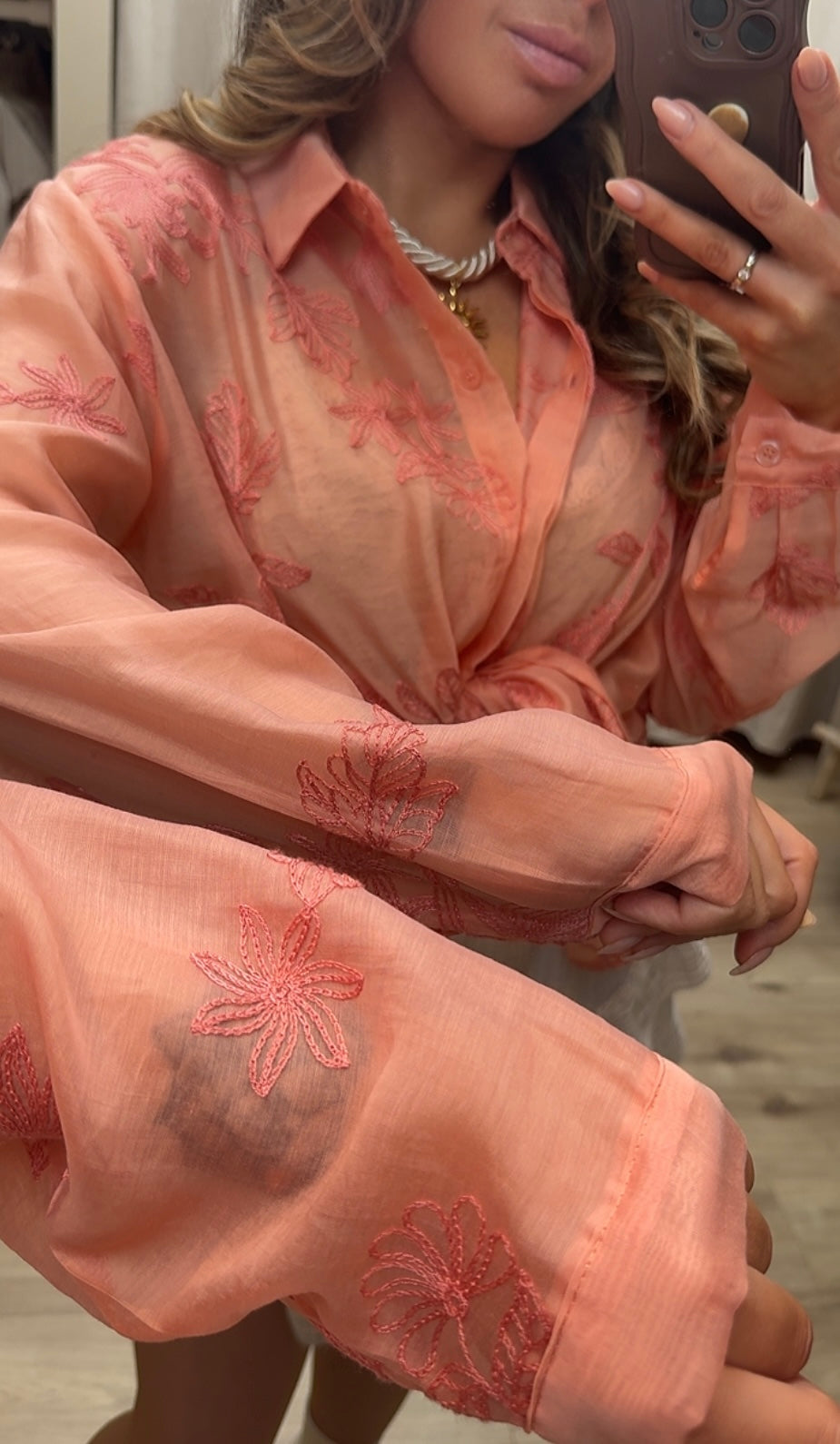SHEER CORAL BLOUSE