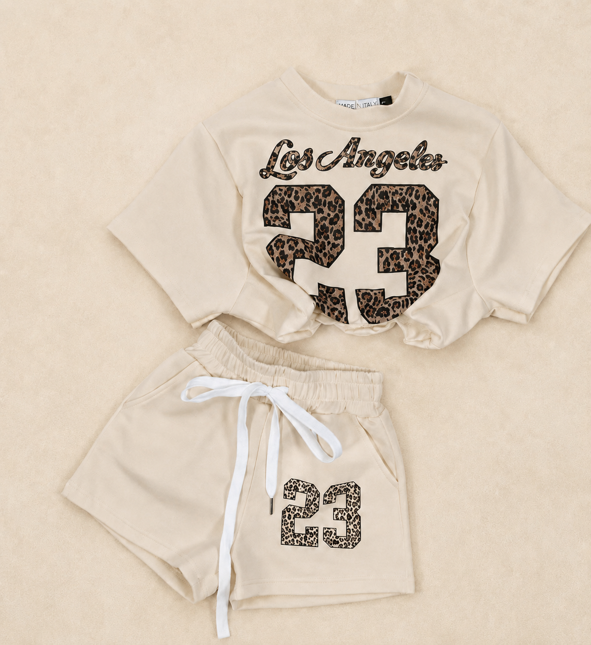 CROPPED LEO SET | BEIGE