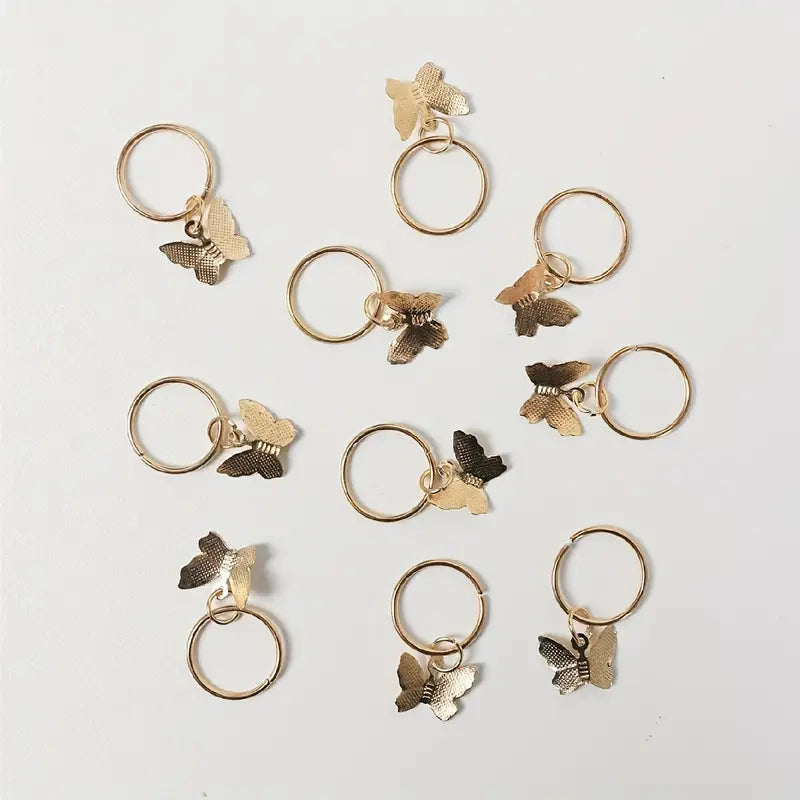 HAIR RINGS 10PC VLINDER
