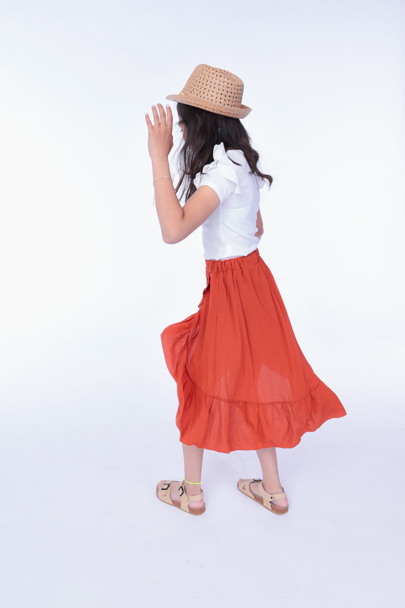 TERRACOTTA RUFFLE SKIRT